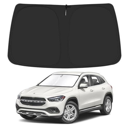 Image of Windshield Sun Shade for 2015-2020 Merce-des Benz GLA Accessories, Foldable Window Sunshade Sun Visor Protector, Front Windshield Sunshade Sun Shield Blocks UV Rays Heat