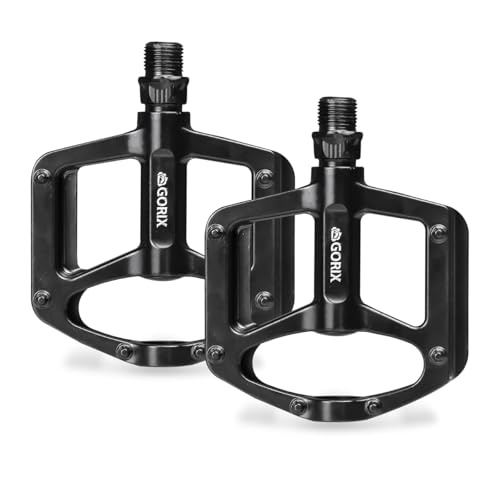 GORIX(ゴリックス) 自転車 ペダル クロスバイク フラット 自転車ペダル アルミ 軽量 ブラック 耐久性 ロードバイク マウンテンバイク サイクルペダル ペダル交換(GX-MA715)