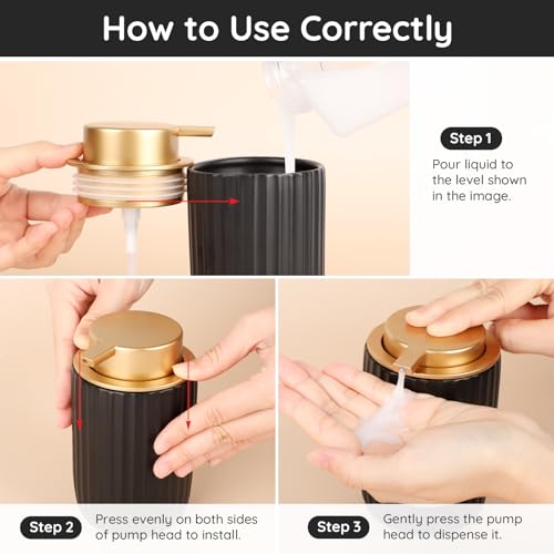 Image of Segbeauty Ceramic Liquid Soap Dispenser, 10.8oz Refillable Black Lotion Soap Dispenser with Pump, 320ml Bathroom Countertop Soap Dispenser Kitchen Creams Containers Bottle Decorative Pump Bottle