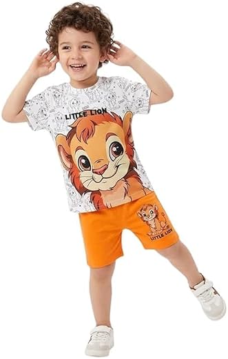 Krishn Creations Kids Dress for Boys | Half Sleeve Printed Cotton Round Neck T Shirt and Short Combo Clothing Set for Baby...
