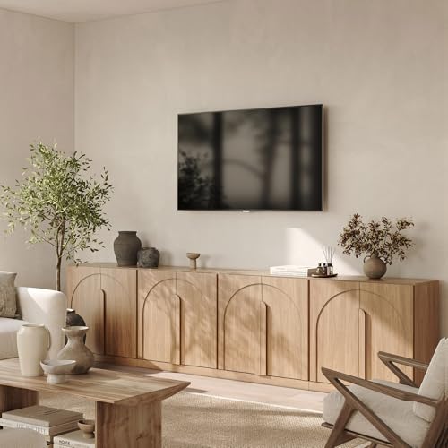 Image of BELLEZE 4-Piece Modular TV Stand Set -Modern Entertainment Center with Wide Wooden Handles,Sideboards with Adjustable Shelves,Classic Media Console Table Cabinet for Living Room (Camel)