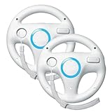 HELMHOLT Racing Mario Kart Game Steering Wheel Controller Handle Holder Grip for Nintendo Wii Remote Controller (2 pack) (white)