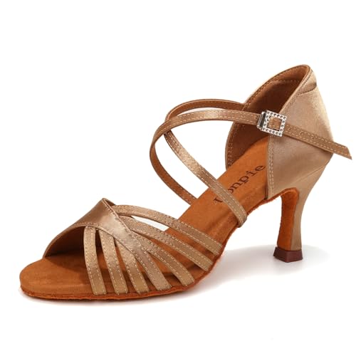 Women's Latin Dance Shoes Satin Salsa Ballroom Performance Practice Dancing Shoes