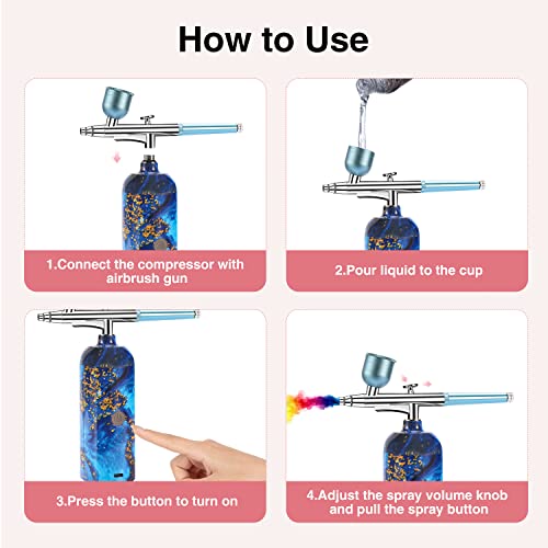 Cordless Airbrush Kit Birthday Day Gifts Portable Air Brushes Gun Set For Painting Makeup Cake Decorating Nails Art Model Coloring Rechargeable Handheld Air Brush With Cleaning Kit #TOP2