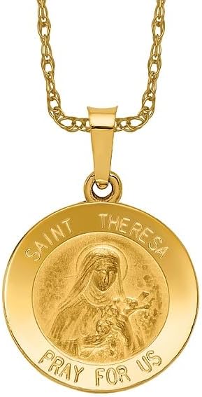 Miniatura 2 de IceCarats Colgante de cadena de oro amarillo macizo de 14 quilates con medalla de Santa Teresa