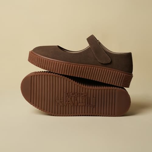 Image of Theater Women Maru Mary Jane Platform Shoes with Adjustable Strap | Soft Suede Finish | Cushioned Support for Casual & Smart Styling