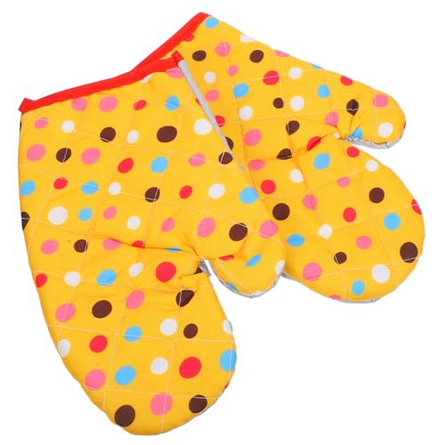 Cabilock Soft Polyester Oven Mitts Thicken Cooking Gloves for Kitchen Safety Heat Resistant Fashionable Dot Design