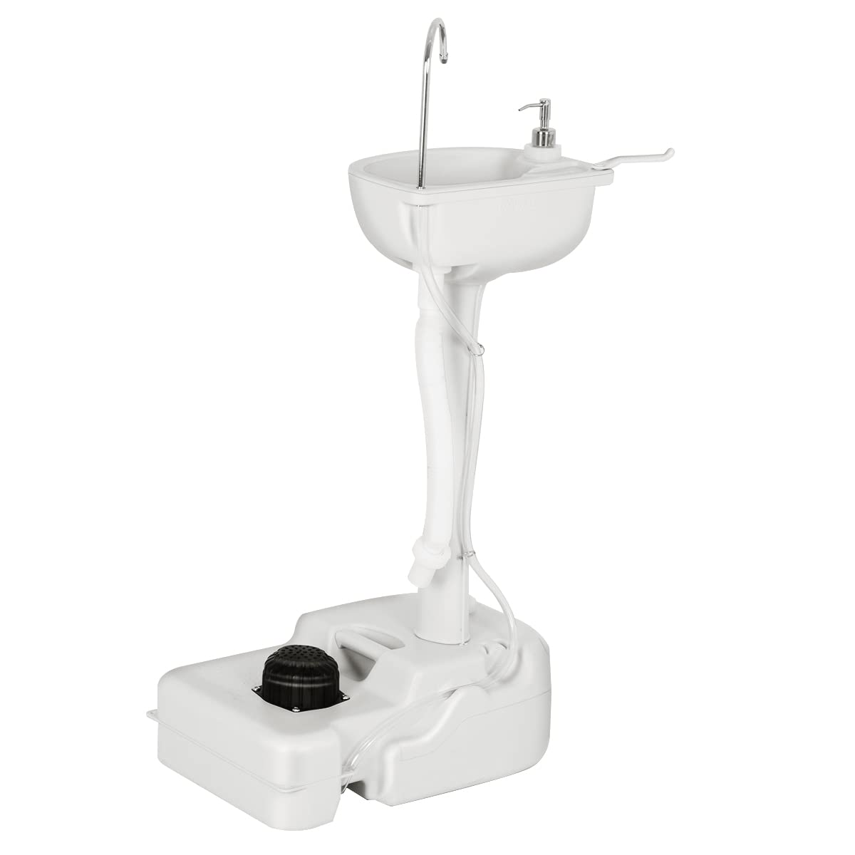 TANGZON Portable Camping Sink, Wash Hand Basin Stand with Wheels, Towel Holder & Soap Dispenser, 17L Capacity Handwash Sink for Outdoor Events Worksite Gathering Picnic