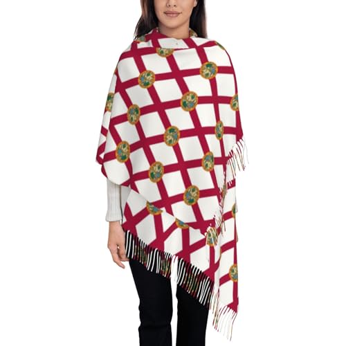 Florida State Flag print Oversized winter tassel shawl Scarf Fashion tassel shawl with styling