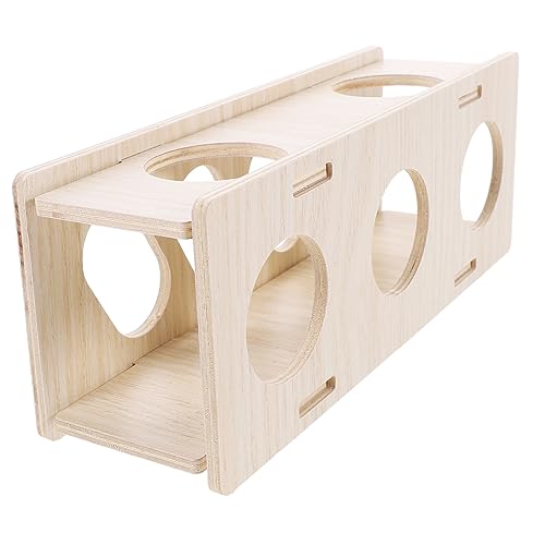 YARNOW ハムスター用木製トンネルと隠れ家 小動物用天然木製おもちゃ 多機能滑らか仕上げのペットケージアクセサリー チンチラ ハリネズミ適用 ケージ内遊び場