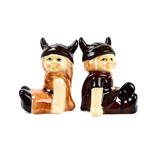 Norwegian Sitting Couple Vintage Ceramic Salt and Pepper Shakers Set by E.H.G