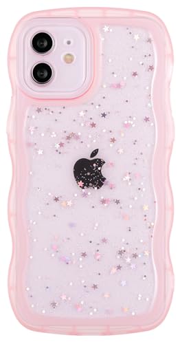 Cyberowl Compatible with iPhone 12,Cute Kawaii Bling Sparkle Glitter Frame Shape Soft Silicone Shockproof Protective Phone Case Cover for Women Girls Pink
