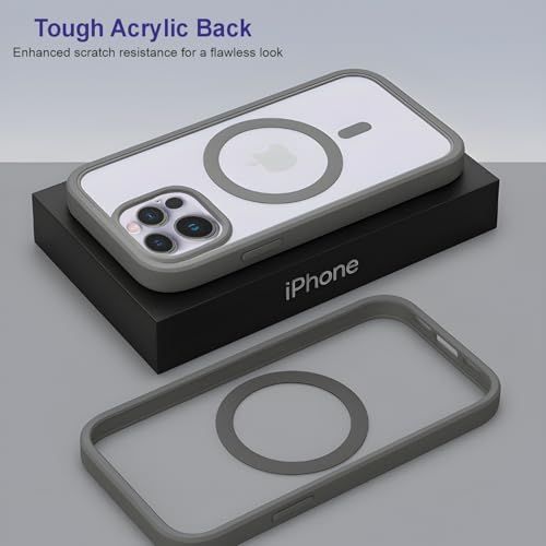 Image of AIBEX Clear Mag-Saf Case for iPhone 14 Pro | Strong Magnetic Lock, Anti-Yellowing Transparent Back Cover | Military-Grade Drop Protection | Slim Lightweight Cover with Camera Guard - Grey