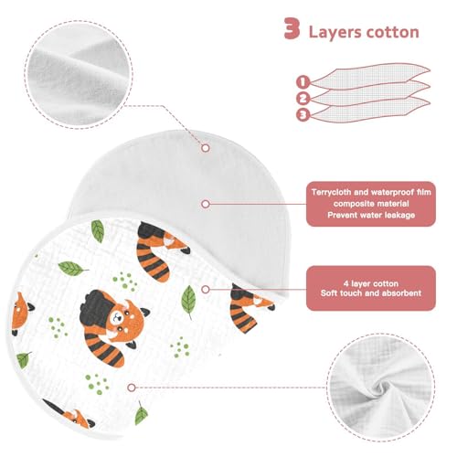 J JOYSAY Red Panda Leaf White Baby Burp Cloths for Boys Girls Large 22''x11'' Cotton 4 Layer Boys & Girls Rags for Infant Drool one sizex23