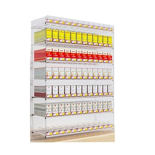 Vitrina transparente para mostrador con porta cigarrillos y bandeja divisora