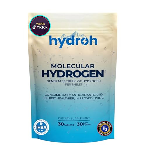 Hydrogen Water Tablets Molecular Hydrogen Tablets for Drinking Water Quick-Dissolving Unflavored H2 Tabs Up to 12 PPM Hydrogen No Equipment Needed (30-Day Supply)