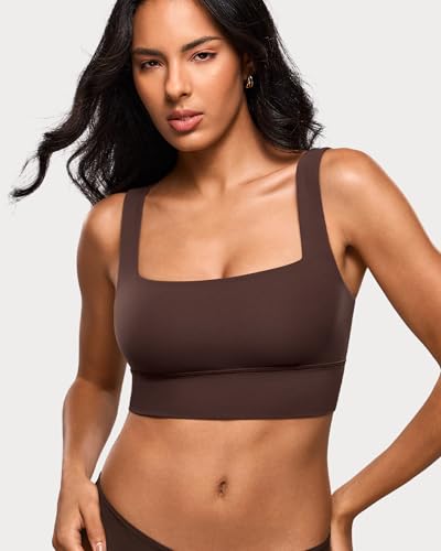 Image of INLYRIC Women's Inbarely Outwear Longline Square Neck Bralette Supportive Unlined No Underwire Yoga Sports Bra