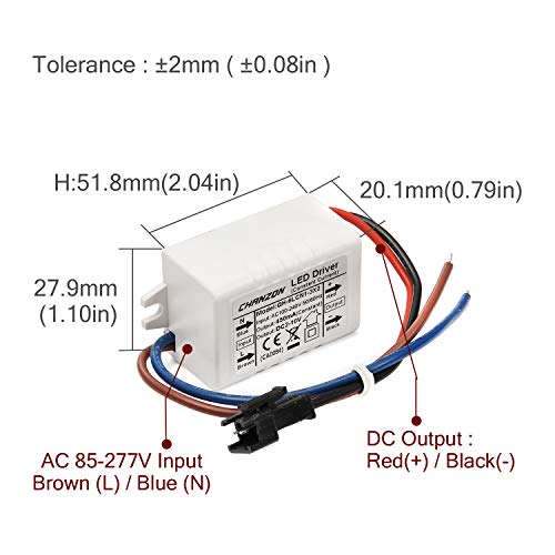 Chanzon LED Driver 450mA (Constant Current Output) 2V-10V (Input 100-240V AC-DC) (1-3) x2W Power Supply 450 mA Lighting Transformer Drivers for High Power COB Light Lamp Bulb (Plastic Case)