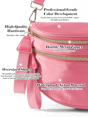 Image of Pure Colour Crossbody Bag Bum Bag for Women,Spacious Purse Fanny Packs Belt Bag,Oversized Bum Bag (Colour Bum Bag-Watermelon Red)