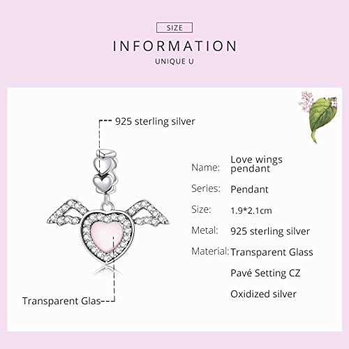 Colgante de plata de ley 925 de alas de amor, el regalo de joyería para mujer 3