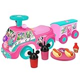 Kiddieland Minnie Mouse Lights N' Sounds Camper & Trailer - Interactive Foot-to-Floor Ride-On for Toddlers 12-36 Months with Accessories