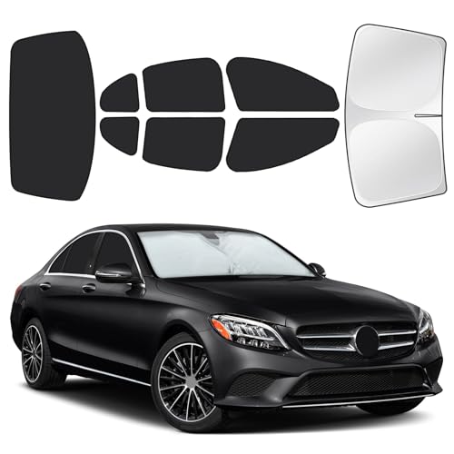 Image of for Mercedes-Benz C-Class 2014-2021 Car Window Shades, 8pcs Privacy Sun Shade Set for Front Windshield Side and Rear Windows, Full Window Covers Keeps Vehicle Cool for Camping Napping