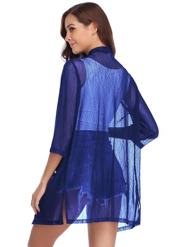 Image of iClosam Women Casual 3 /4 Sleeve Sheer Open Front Cardigan Sweater Kimono