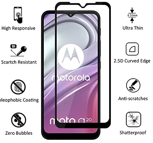 Image of Screen Protector for Motorola Moto G20 (Black) Tempered Glass Edge-to-Edge 6D Screen Guard With Installation Kit