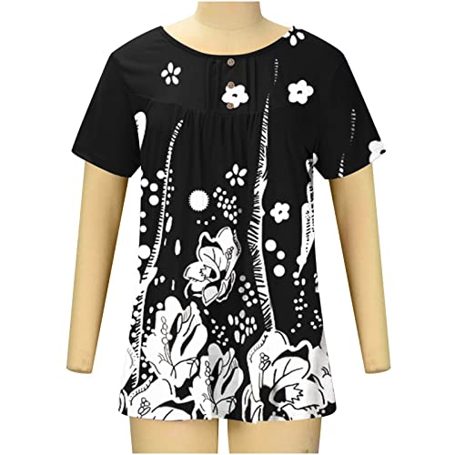 Camisetas femininas plissadas degradê floral camiseta feminina manga curta gola quadrada verão outon