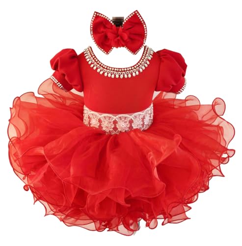 Jenniferwu G589R Pageant Dress Handmade Beaded Dresses Toddler Pageant Princess Dress 6-12M