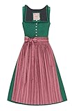 Moser Trachten Baumwolle Midi Dirndl 70er dunkelgrün Altrosa Barbara 006865 von Moser, Rocklänge: ca. 79cm, mit Knopfleiste, Größe 38