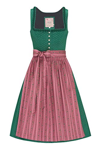 Moser Trachten Baumwolle Midi Dirndl 70er dunkelgrün Altrosa Barbara...