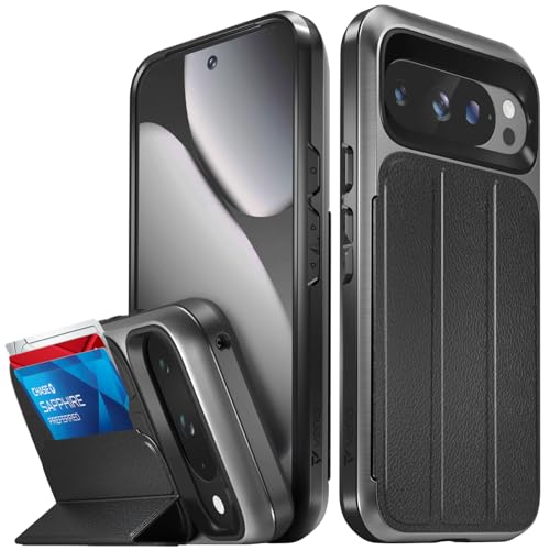VENA vCommute for Google Pixel 10 Pro XL (2025) Wallet Case [Military Grade Drop Protection] Flip Leather Cover Slot Card Holder with Kickstand - Black