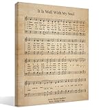 BIWSHA Vintage Christian Music Wall Art Decor, It Is Well With My Soul Religious Bible Verse Church Hymn Music Sheet Canvas Wall Art Prints Decor for Church Prayer Room Home Bedroom, 11x14 Inch