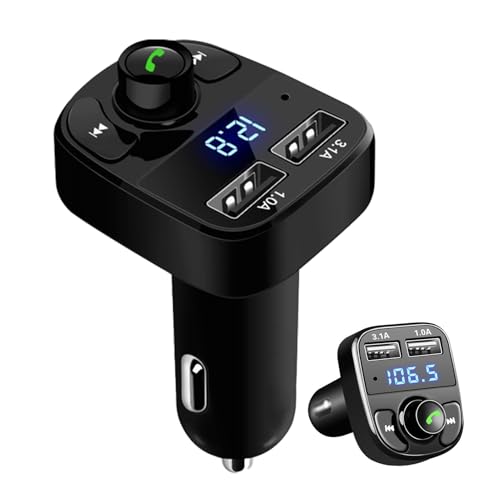 Voiture Transmetteur FM Lecteur MP3 Adaptateur Radio sans Fil, Transmetteur Adaptateur Bluetoothes pourVoiture, Émetteur FM Voiture Chargeur pour Appel Mains Libres avec 2 USB Port