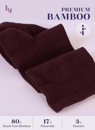 Image of Hugh Ugoli Women's Rayon Derived from Bamboo Knee High Socks Comfort Seam Long Dress Socks, Shoe Size 5-8 /8-11, 4 Pairs