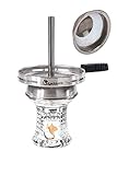 Dschinni Glaskopf Nero Eco Air Grip Shisha-Kopf Set I Kaminkopf-Set mit Glaskopf + Sieb + Kaminaufsatz Vulcan Air I leichter Kopfbau I Kristallkopf ohne Molasse I saubere Optik