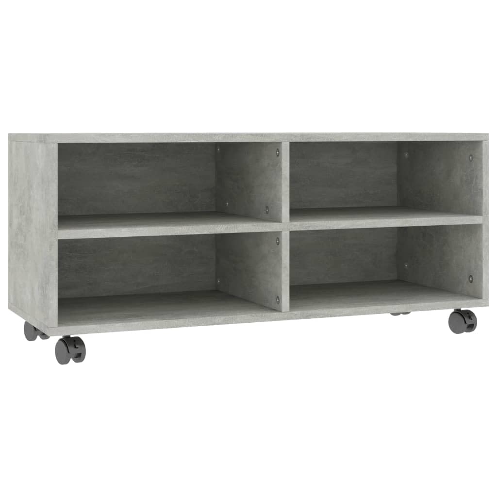 vidaXL Mobile TV con Ruote e Scomparti Aperti Robusto Elegante Armadietto Basso Multimediale DVD Credenza Hifi Grigio Cemento in Truciolato