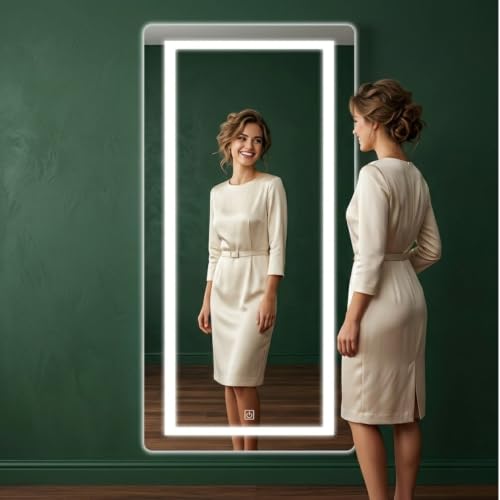 Image of Creative Arts n Frames LED Wall Mount HD Mirror with 3 Color Light Tone for Home Wall Living Room Bedroom Bathroom Hotel Decor Items (18x48 Full Length Rectangle)