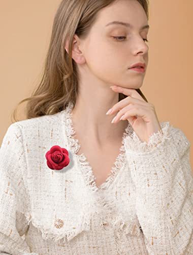 Image of Elegant Rose Flower Wool Fabric Brooch Pin for Women Girls Camellia Floral Pins Clip Lapel Shawl Dress Corsage Brooches Pins Vintage Jewelry Mother's Day Gifts