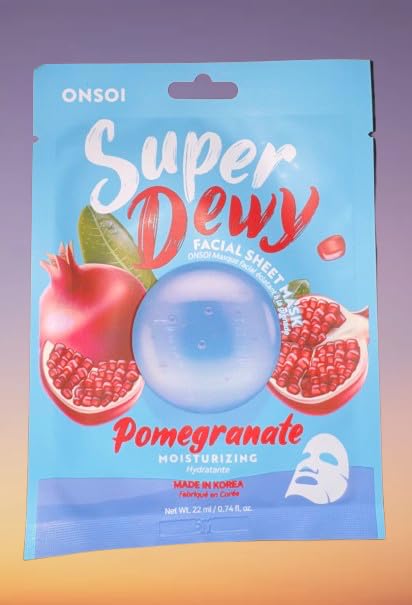 Super Dewy Pomegranate Moisturizing Korean Face Sheet Mask, 0.74 fl oz - Image 3