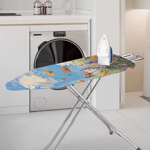 Image of Ironing Board Cover Decor 15x54 Inch, Iron Board Cover with Nose Pocket, Hook and Loop Fastening Stain Resistant,Protection Covers with Elastic Edge Oil Art Flowers Design