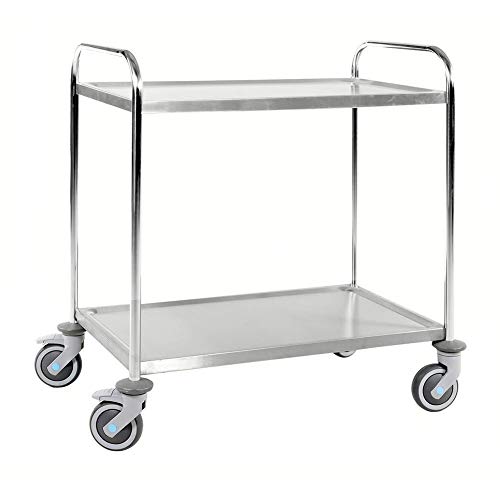 Edelstahl-Servierwagen mit 2 Böden 910 x 590 x 965 mm, Traglast: 100 kg, C3