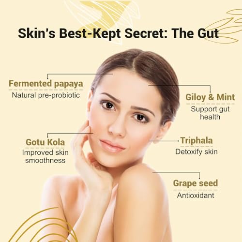 Cureveda SkinGut Pre & Probiotic Powder for Clear Skin | Supports Acne Control | Gut Health| Skin Detox | Plant-Based Formula with Antioxidants | No Added Sugar & Artificial Flavour(150 gm)