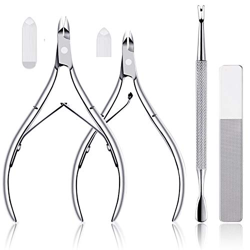 Cuticle Trimmer Two Size with Cuticle Pusher,Nano Glass Nail File Set,SOFYE Cuticle Remover Nipper Pliers Professional Stainless Steel Cuticle Cutter Clipper Durable Pedicure Manicure Tools