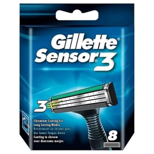 Gillette Lames de Rasoir Homme Sensor3, Pack de 8 Lames de Recharges [OFFICIEL] , l'emballage peut varier