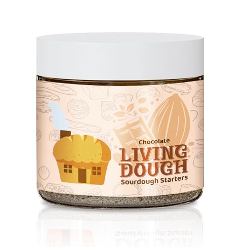 Image of Living Dough - Chocolate Whole Wheat Sourdough Starter - Active & Live Cocoa Organic Sourdough Starter for Baking - For Artisan Bread, Sweet Rolls, Brownies, and More