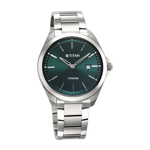 Titan Titanium Quartz Analog Green Dial Titanium Strap Watch for Men-90177TM02 - Image 2