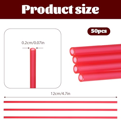 50 pitillos plásticos para aerosol de 12 cm rojo miniatura 2