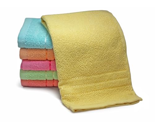 Image of Hand Towel Set of 6 (35x50 cm, 450 GSM) - Soft Cotton, Absorbent, Quick Dry - Bathroom, Wash Basin, Kitchen, Travel & Gym Face & Hand Towel for Men & Women-Multicolor